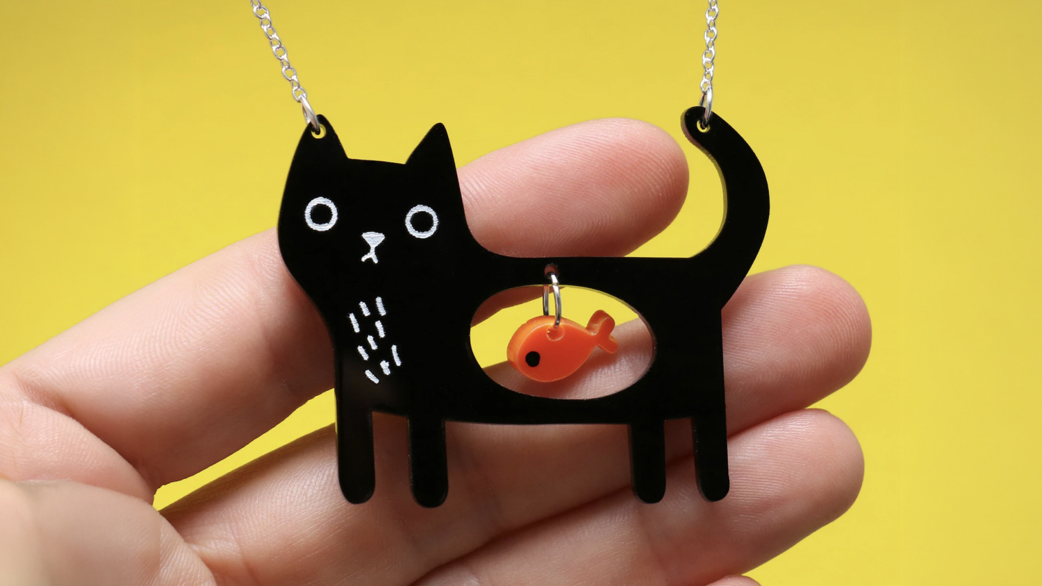 Kawaii Cat & Fish Necklace Kawaii Cat & Fish Necklace